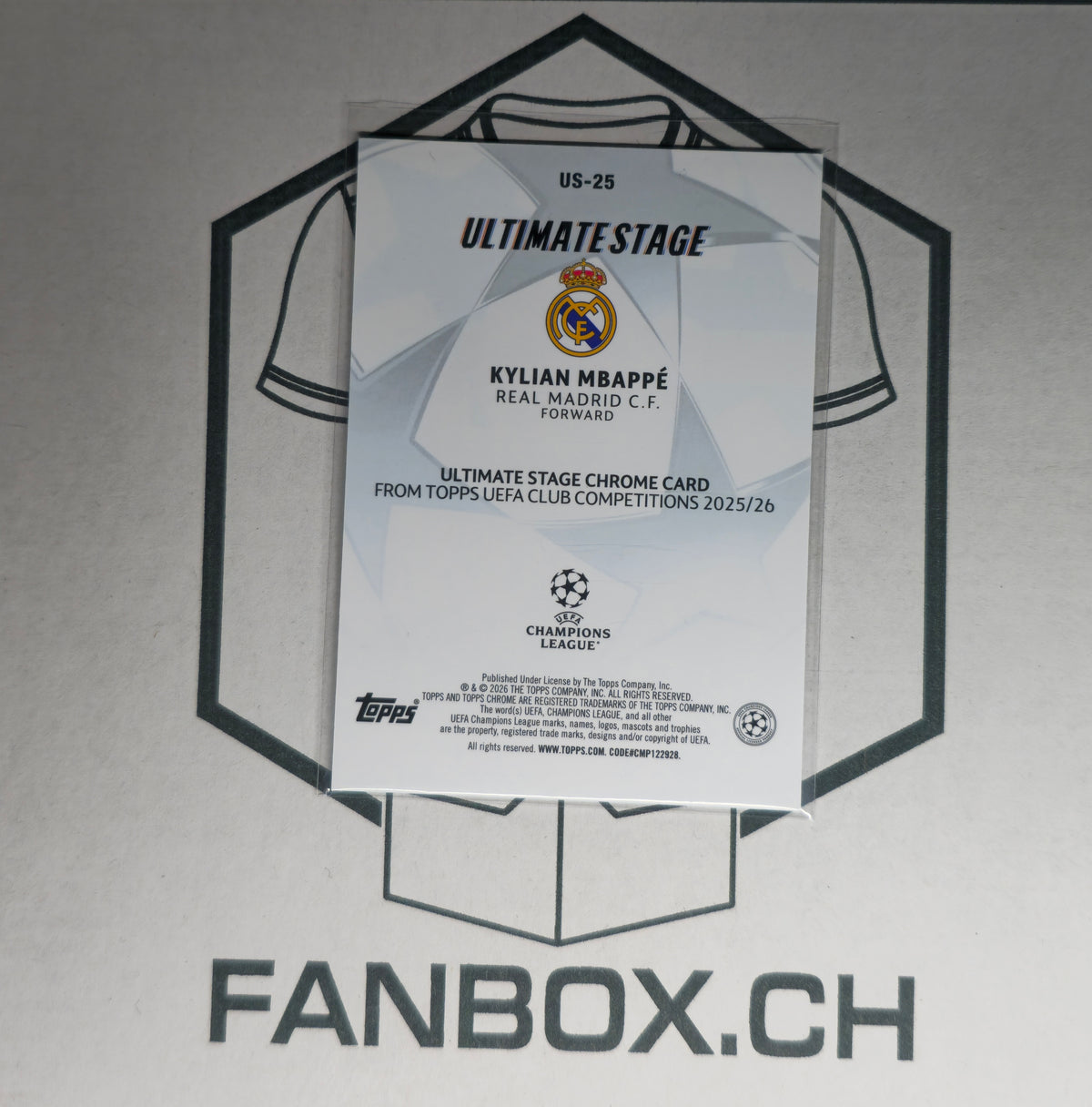 2025/26 Topps UEFA Club Competitions – Kylian Mbappé „Ultimate Stage Chrome“ #US-25