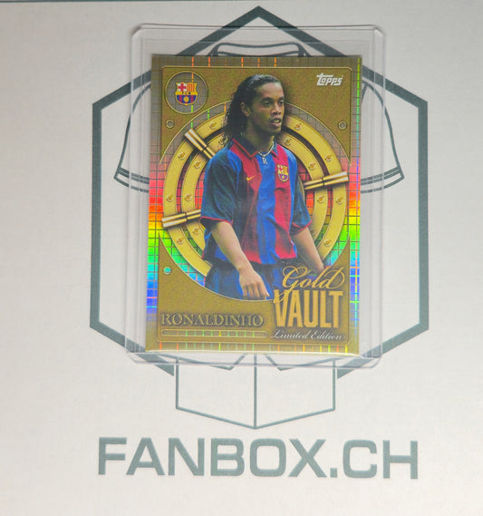 2025/26 Topps FC Barcelona Collector Tin – Ronaldinho Gold Vault Limited Edition #GV-7