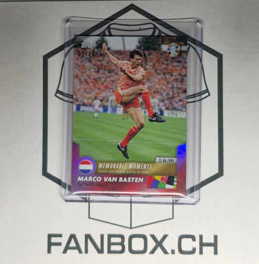 2024 Topps Jose Mourinho Platinum Euro Memorable Euro Moments Marco Van Basten Red /10