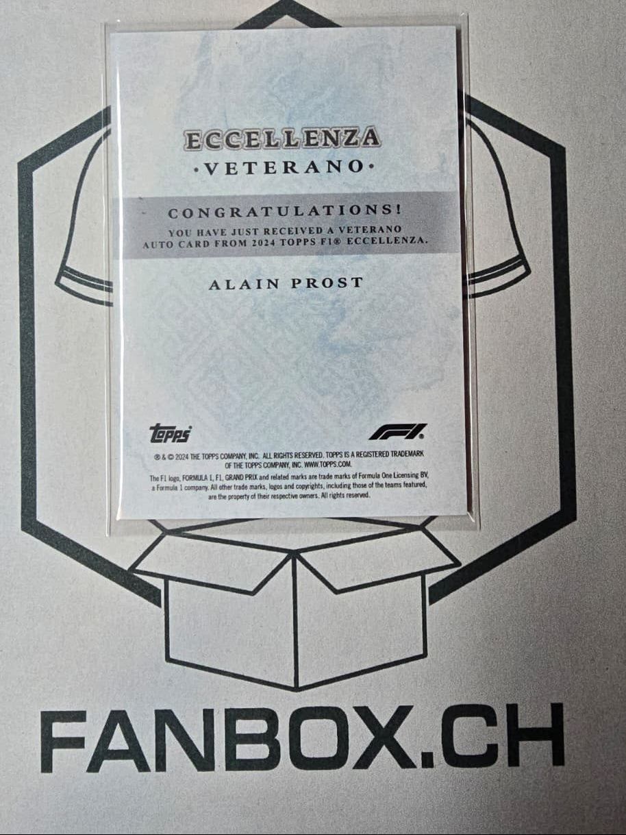 2024 Topps Eccellenza Formula 1 Veterano Alain Prost Auto /49