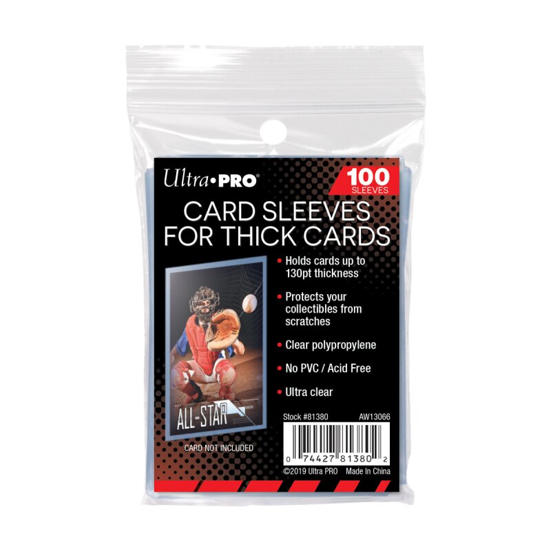 Ultra Pro -  Standard Card Sleeves for Thick Cards (100) up to 130pt